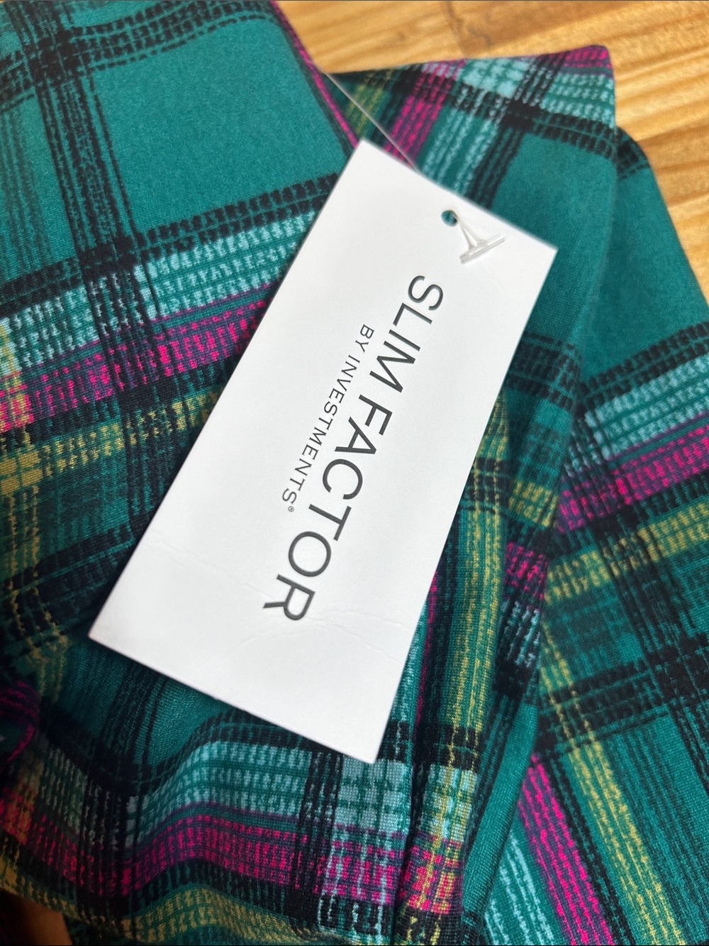 Investments Slim Factor Kick Flare Split Hem Plaid Tartan Pattern Pants Size L - Picture 5 of 7